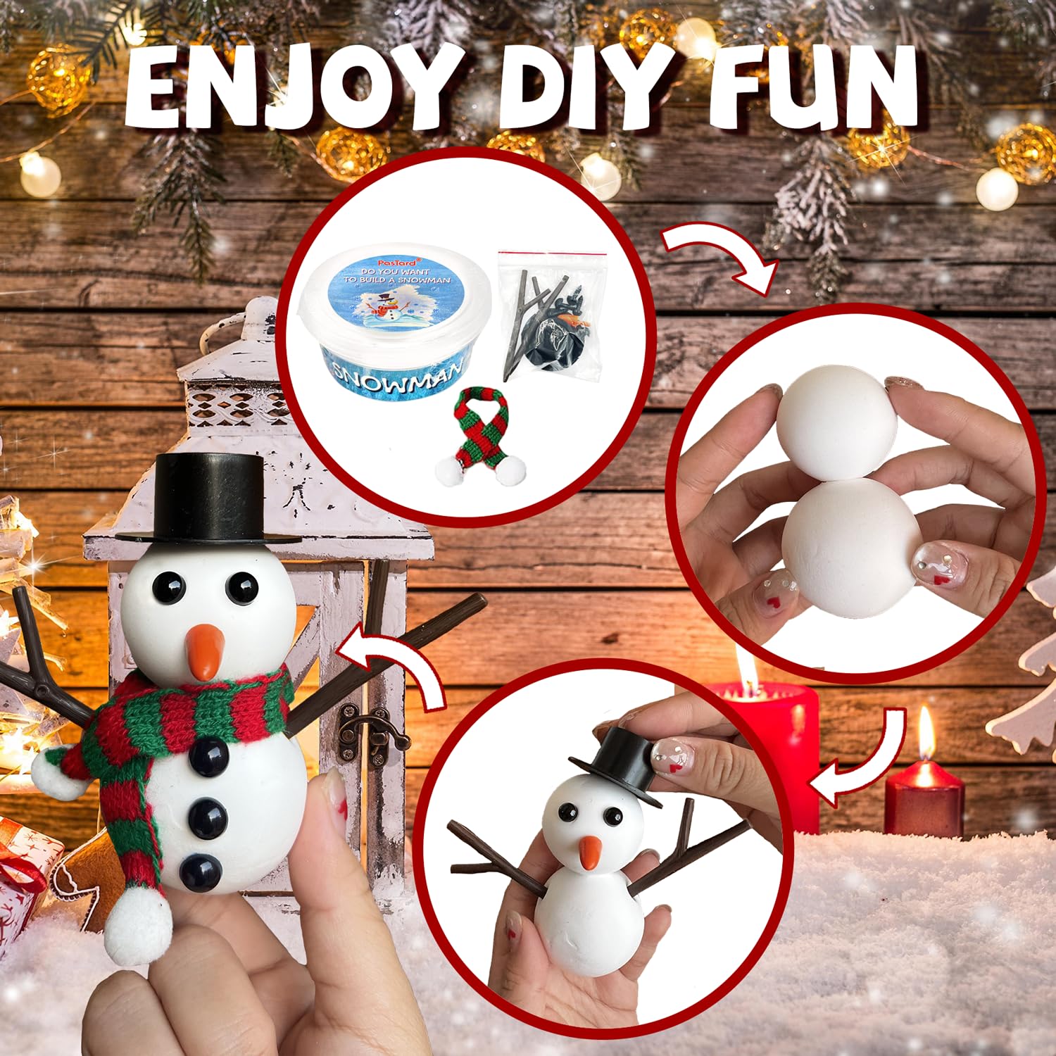 Pastard snowman kit-kid safe for ages 3 and up.