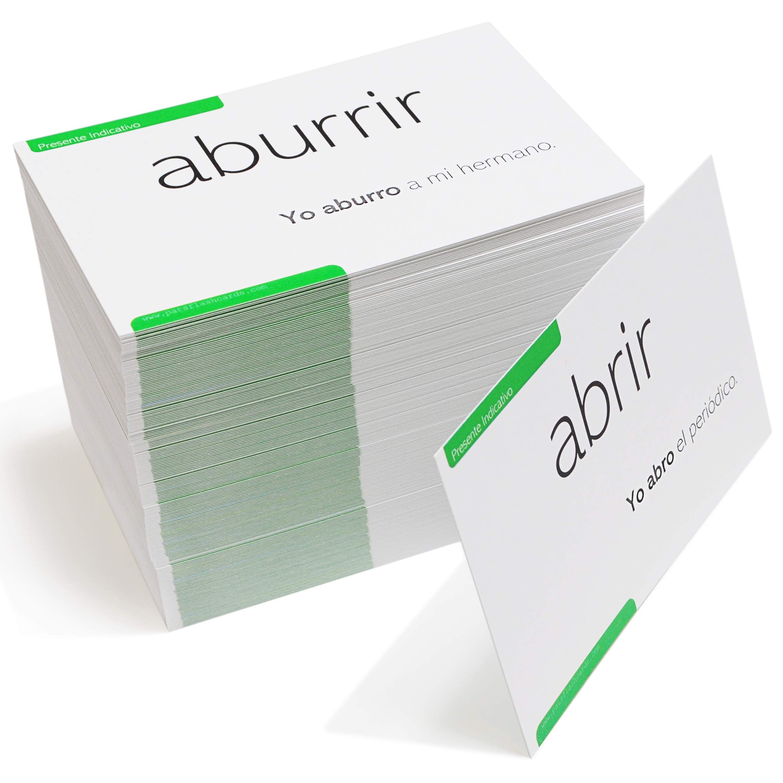 Pat's Flash Cards sample sentences in Spanish and English for real-life use.