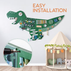 PATHFINDER PANDAS dinosaur wall panel Montessori setup supports independent learning and focus.