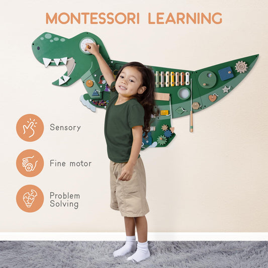 PATHFINDER PANDAS dinosaur wall panel wall-mounted view shows durable, mess-free play space.
