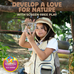 PATHFINDER PANDAS explorer kit wearing safari hat sparks imaginative play