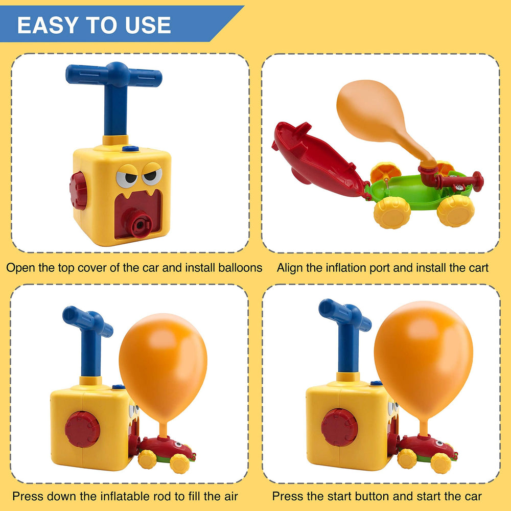 Pathosio Pets balloon car toy yellow duck inflating with the pump enables quick setup