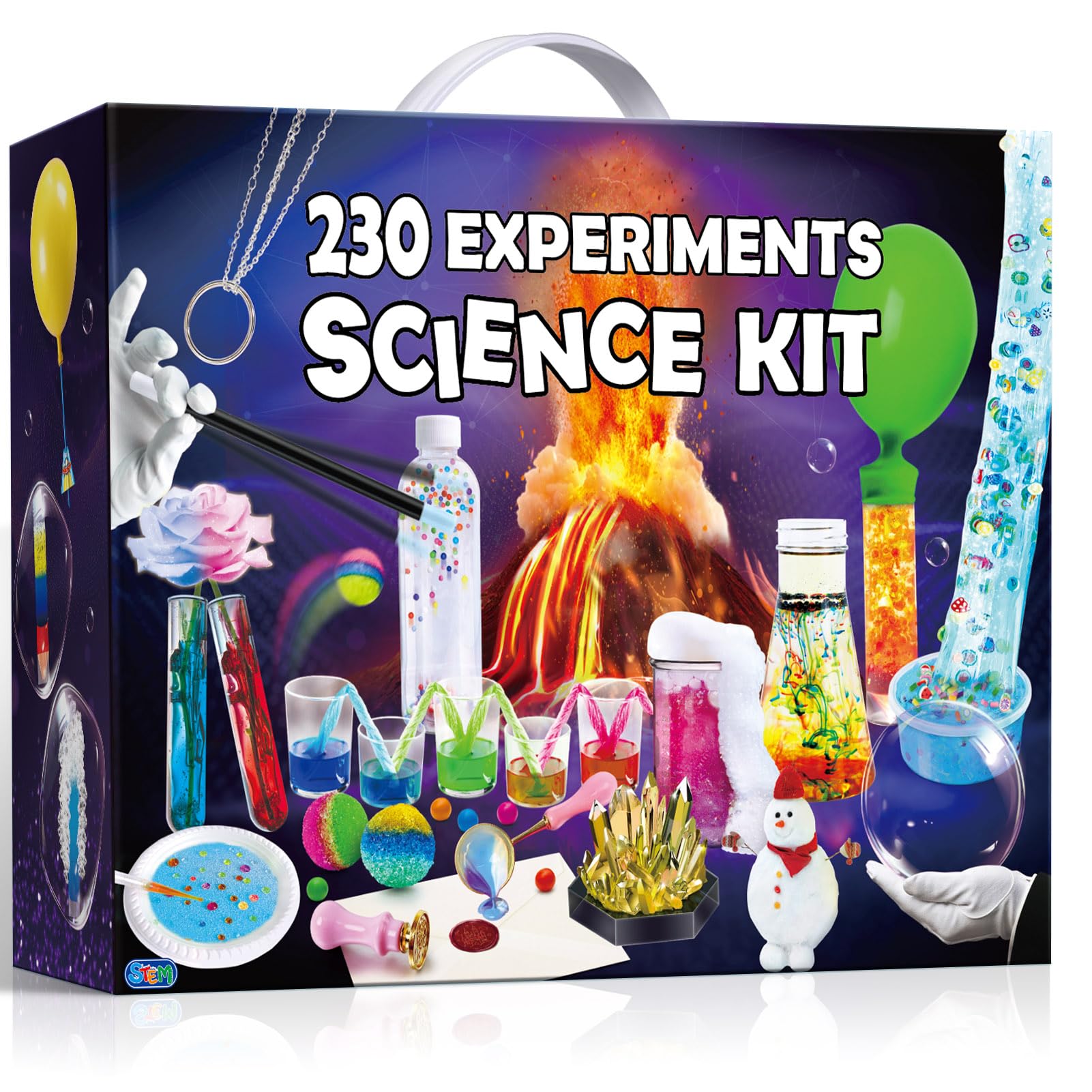 PATIFEED 230 Experiments kit cover showing diverse science activities for curious kids