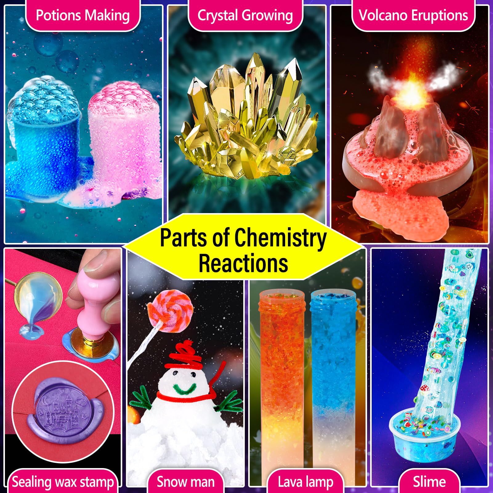 PATIFEED crystal growing activity in progress with colorful crystals