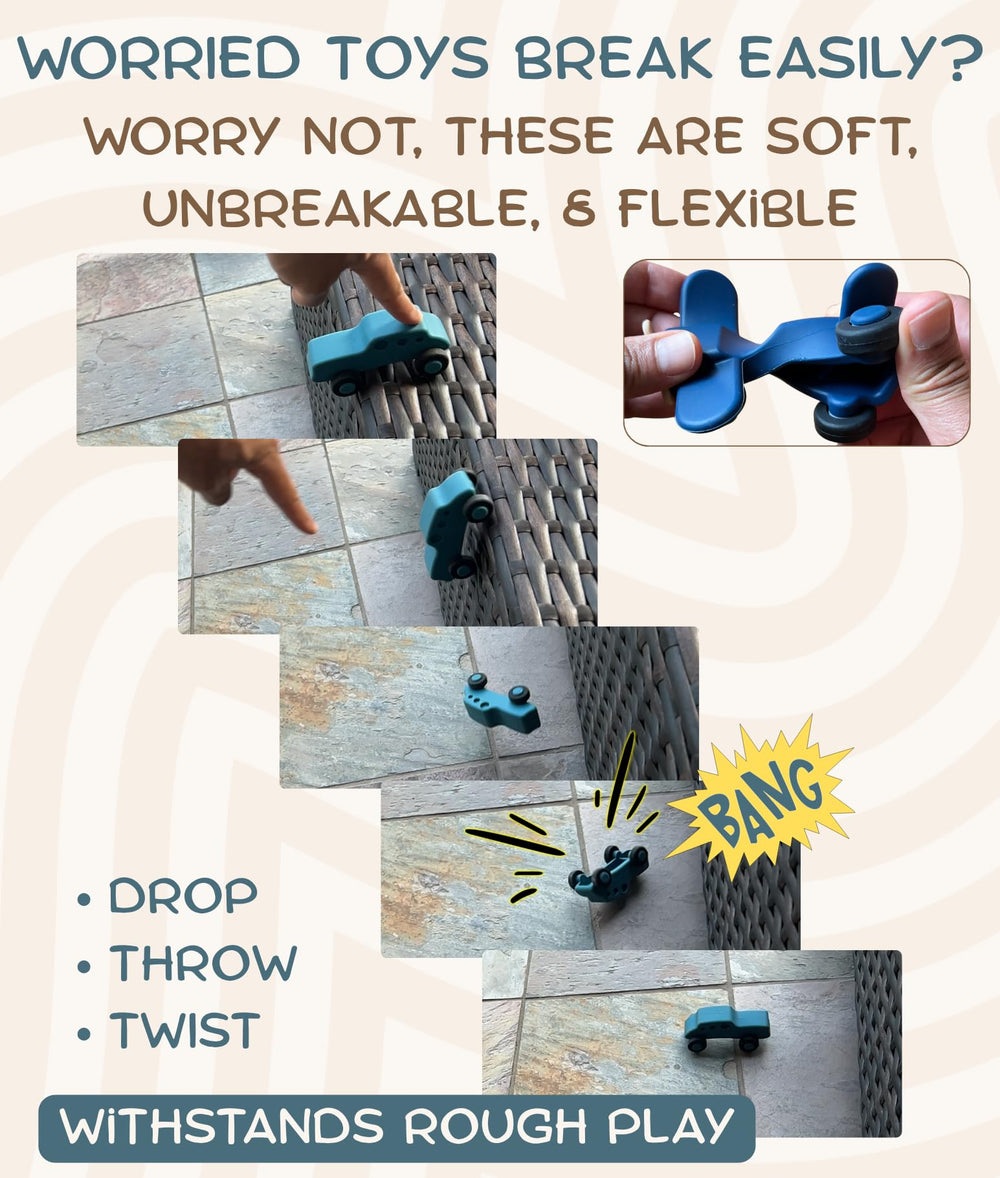 Pattern Frenzi ambulance silicone toy, flexible design for safe pretend play.