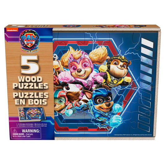 Paw Patrol 5-Pack Wood Puzzle featuring Chase for creative problem-solving play