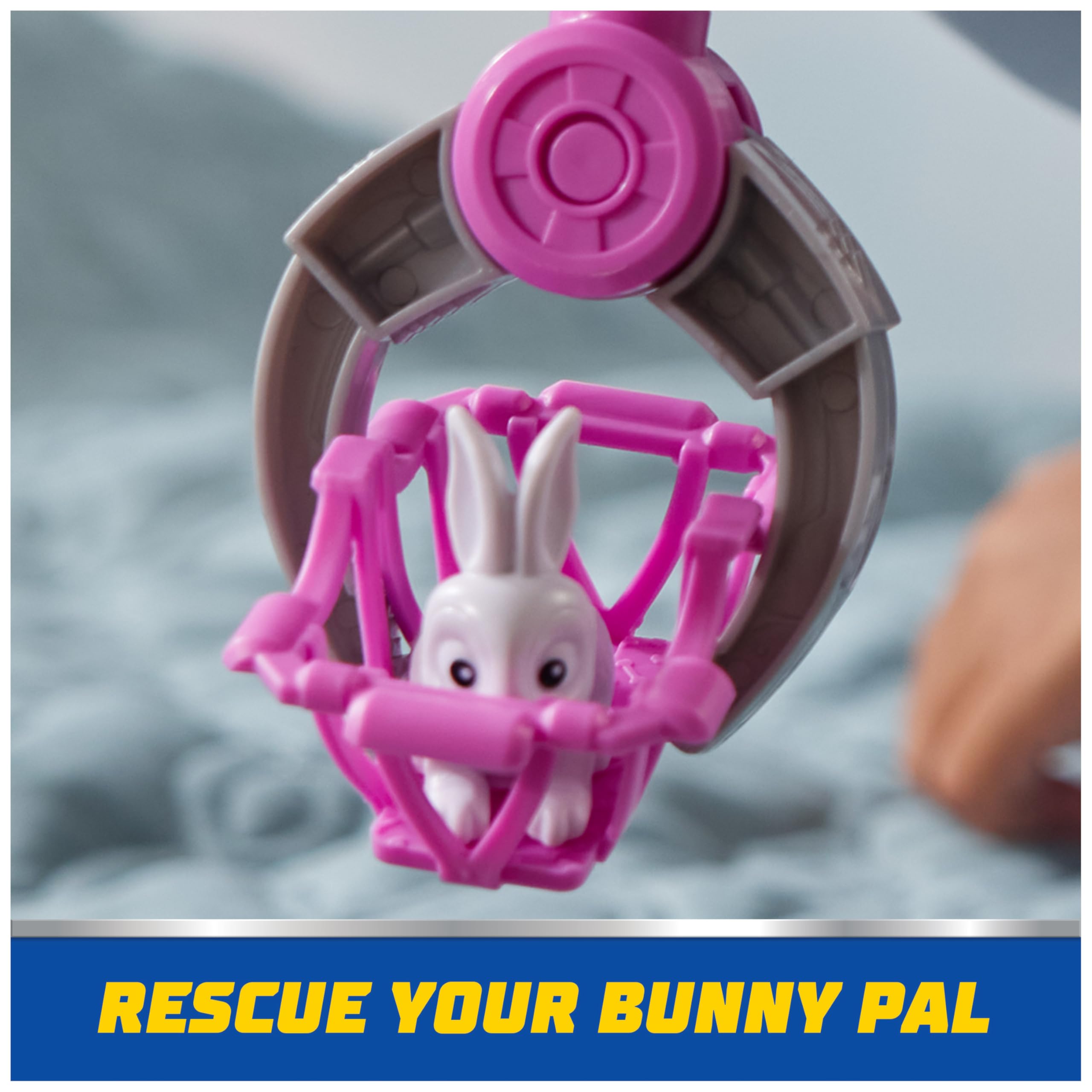 Bunny figure joins Skye for storytelling adventures.