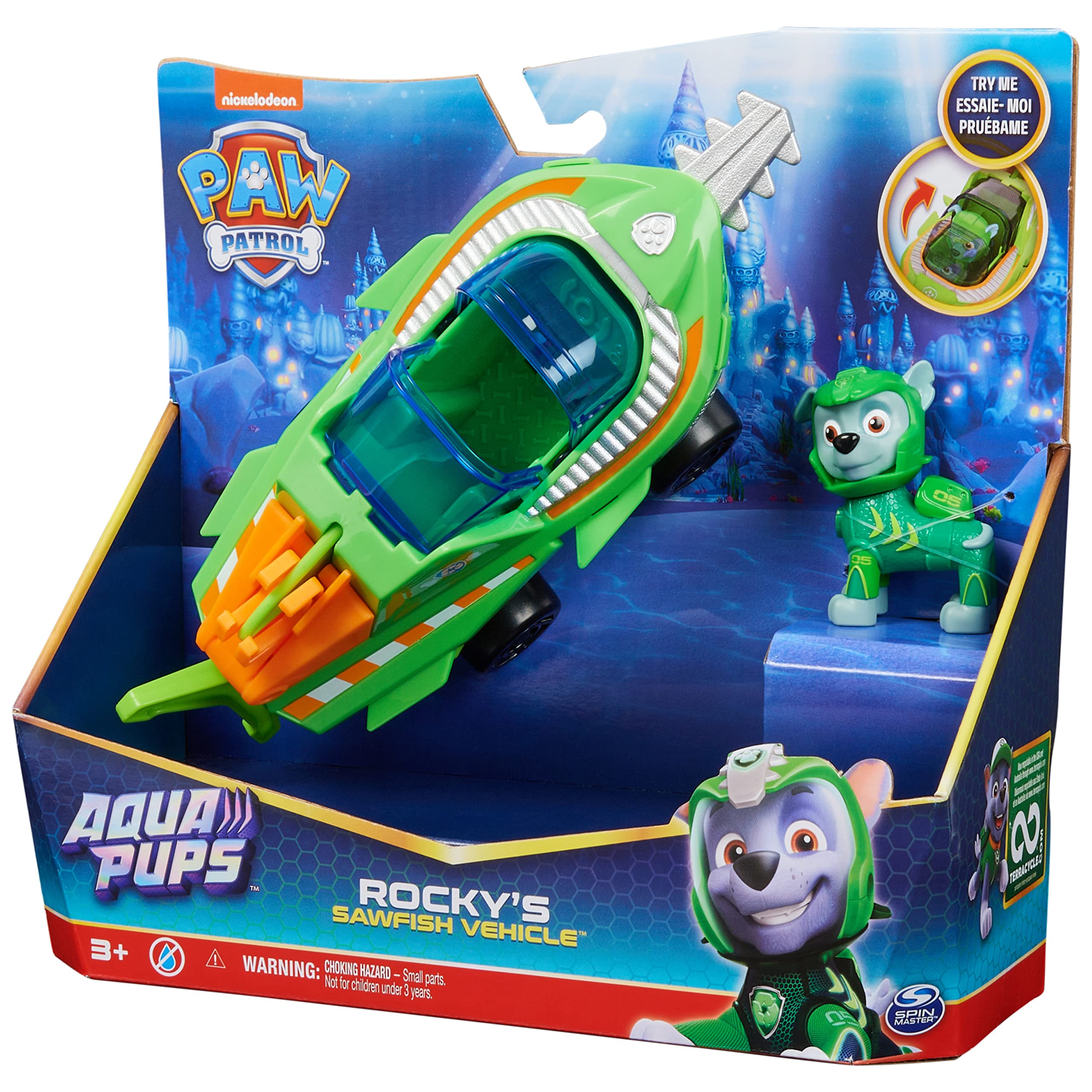 PAW Patrol Aqua Pups packaging display for easy gift-ready setup