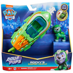 PAW Patrol Aqua Pups Rocky rescue vehicle cockpit transforms into action-ready mode quickly