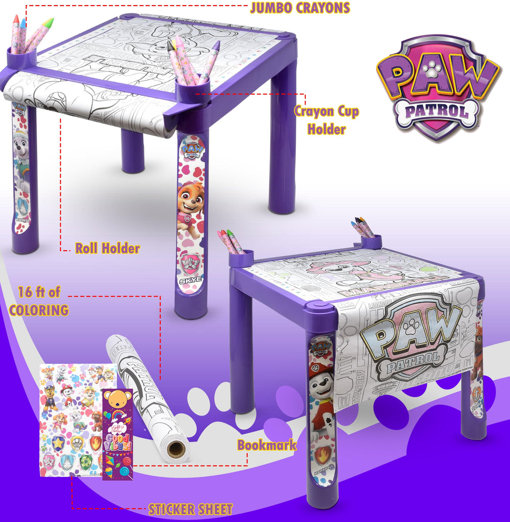 Paw Patrol art table with easy disassembly for compact storage.