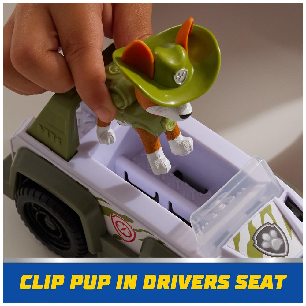 Play-ready setup featuring the vehicle and Tracker figure