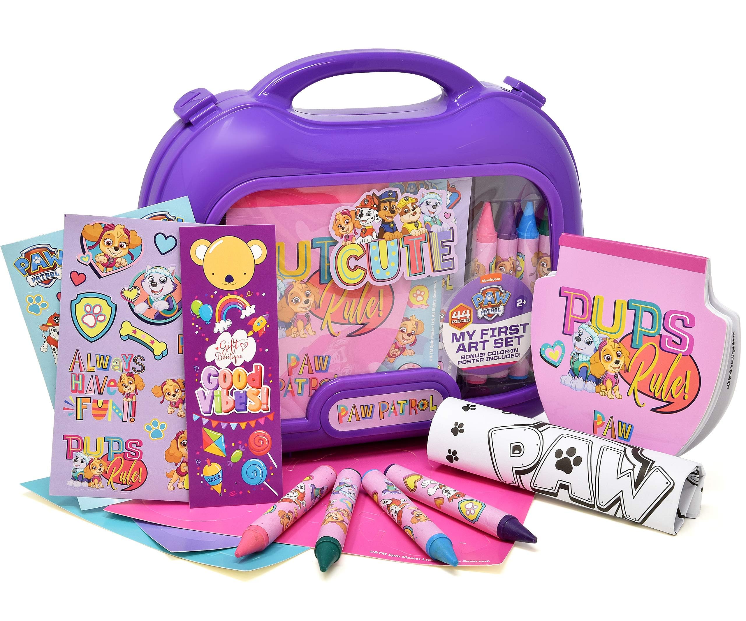 Paw Patrol coloring and activity carry case with tools for on-the-go creativity.