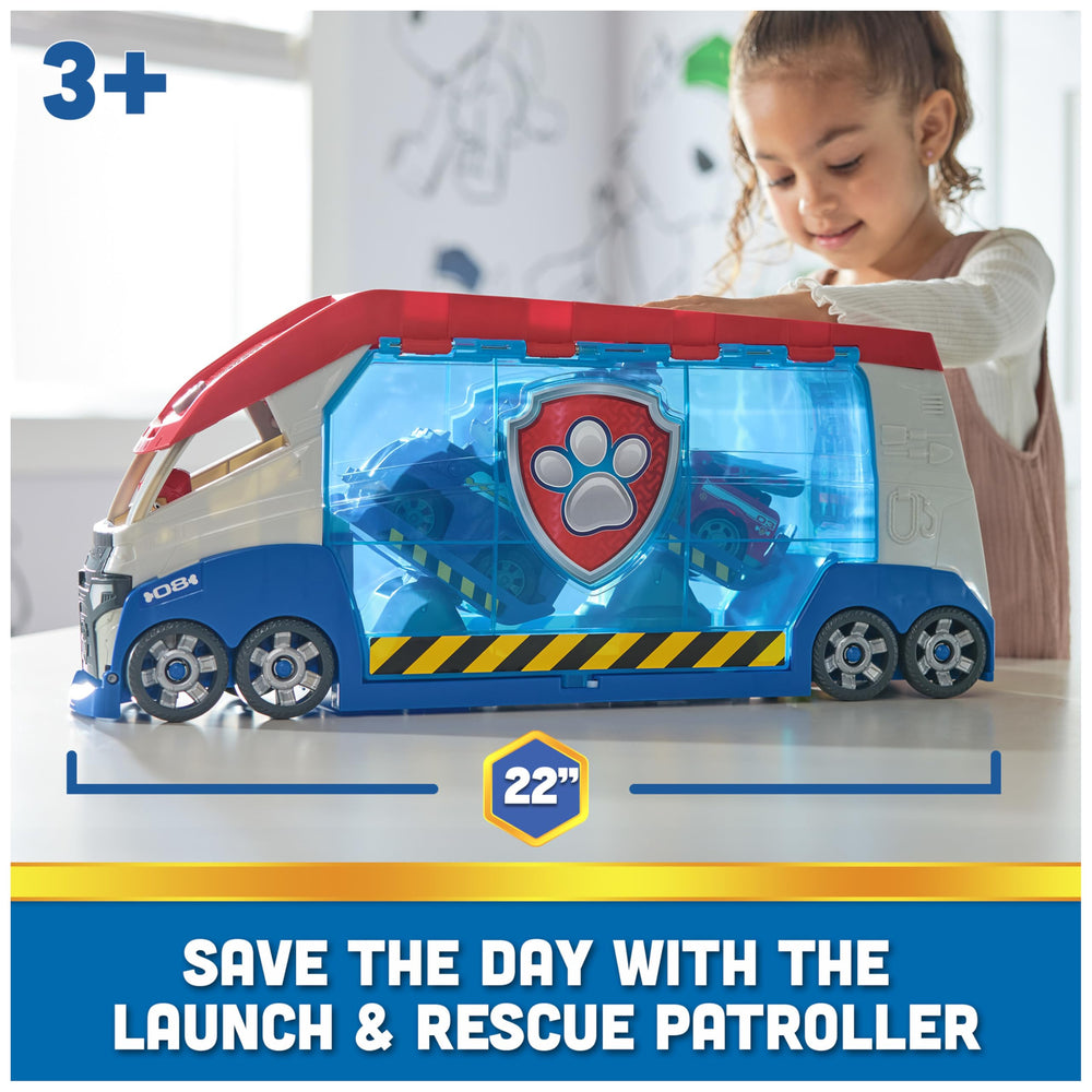 Dual launchers let PAW Patrol vehicles soar into action with exciting sounds.