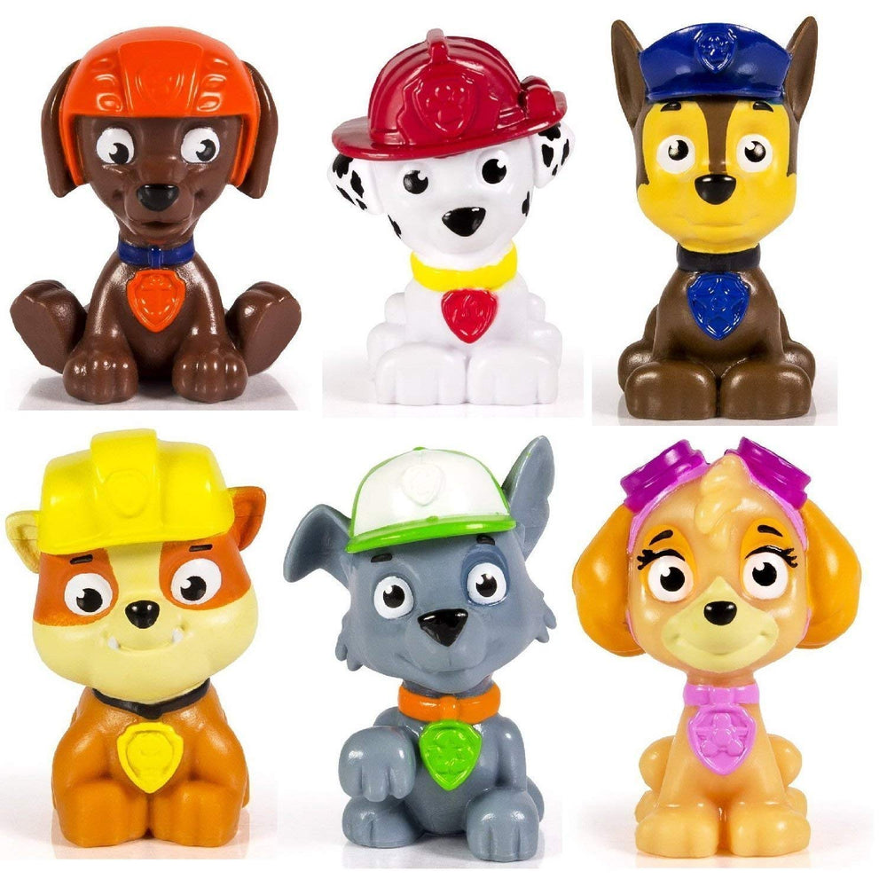 Paw Patrol Rubble figure close-up, compact and durable for on-the-go play.