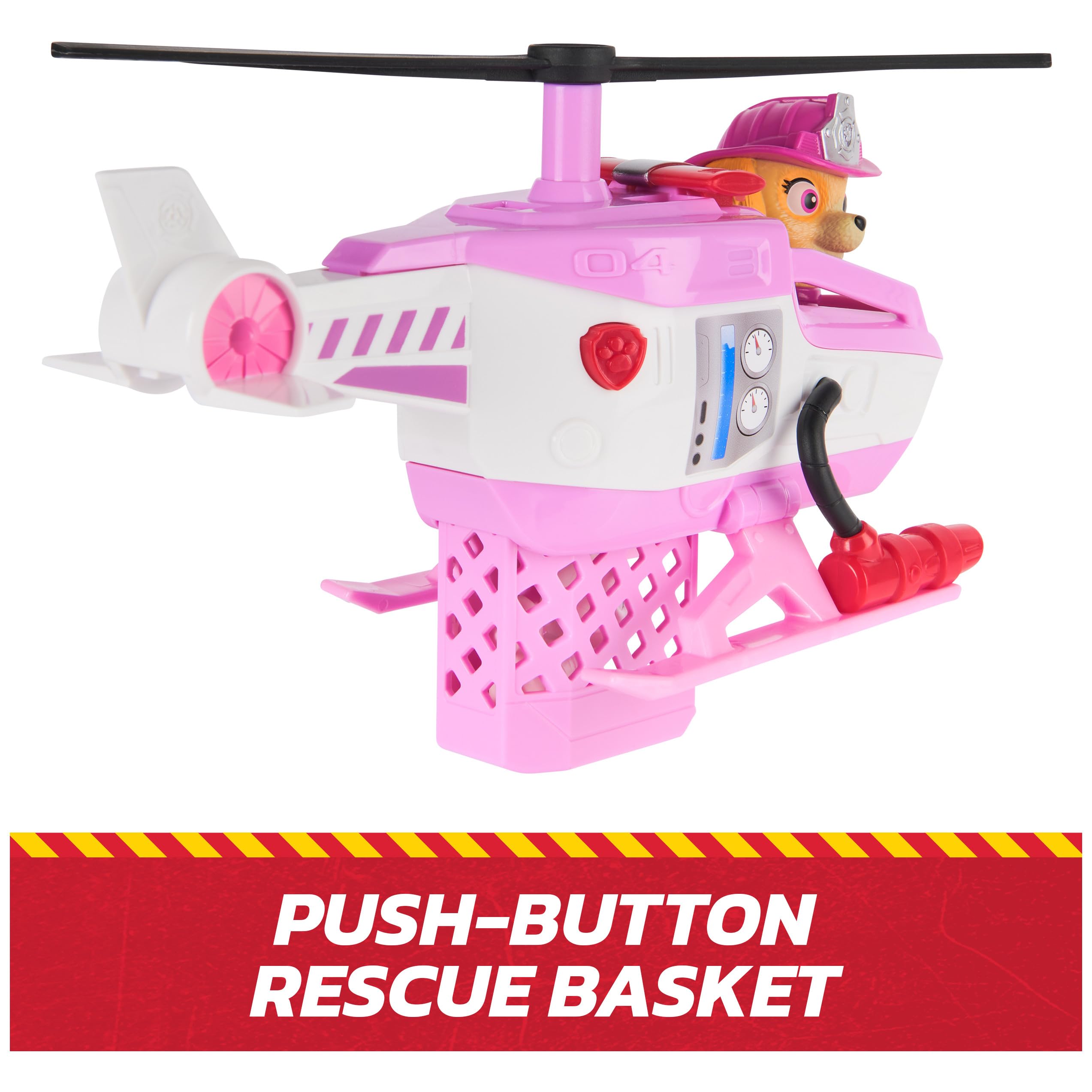 PAW Patrol button operated claw activates rescue action during pretend missions.