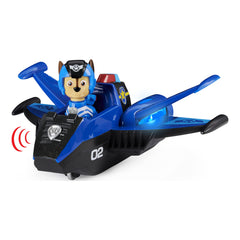 Paw Patrol Chase figure in blue flight suit included with deluxe vehicle