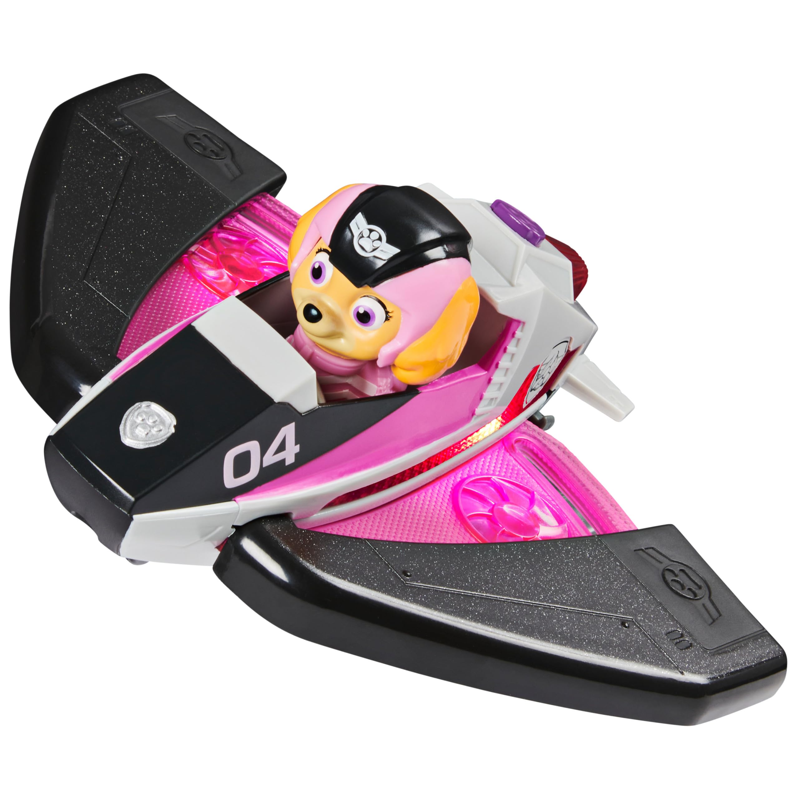 Paw Patrol jet transforming wings with lights for dynamic action