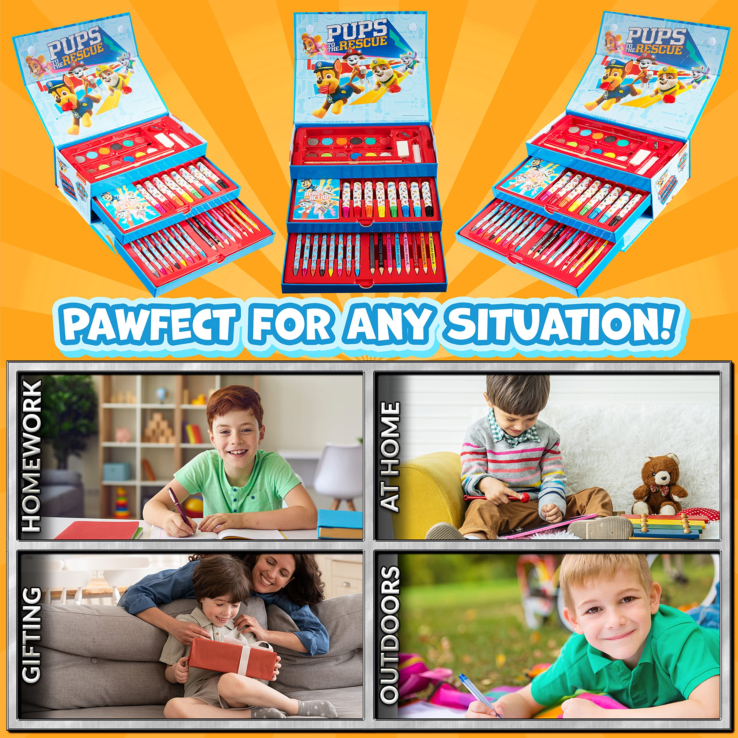 Multicolor Paw Patrol set sparks imaginative drawing and coloring activities.