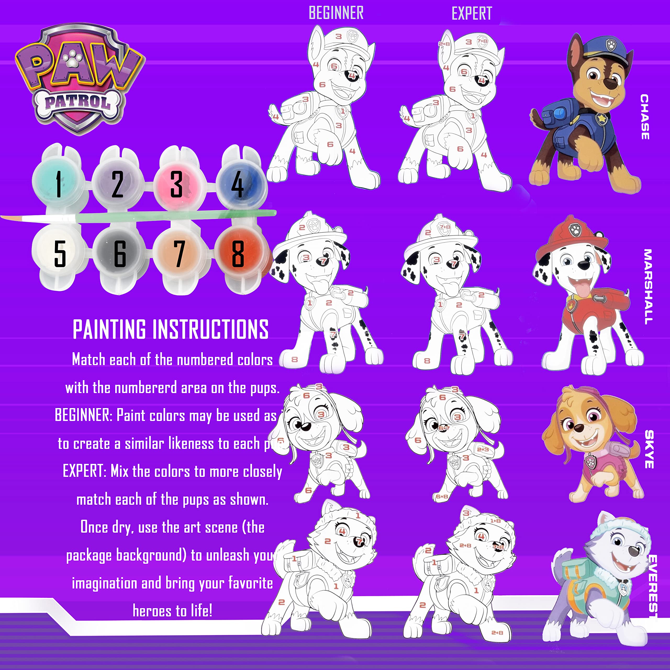 Paw Patrol Paint Your Own Figurines brush enables smooth painting and precise detailing