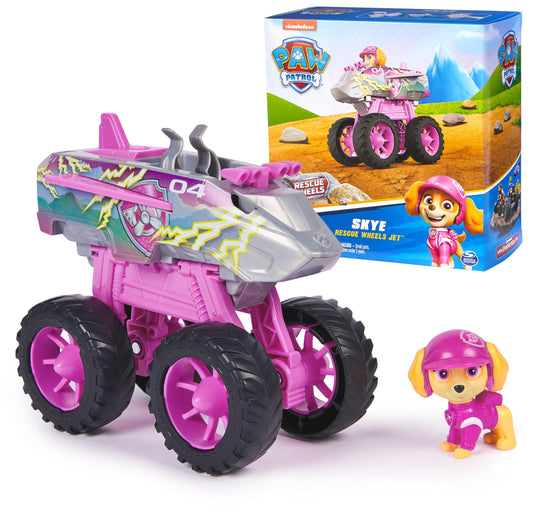 Paw Patrol Rescue Wheels Skye Jet front view with oversized tires for off-road play.
