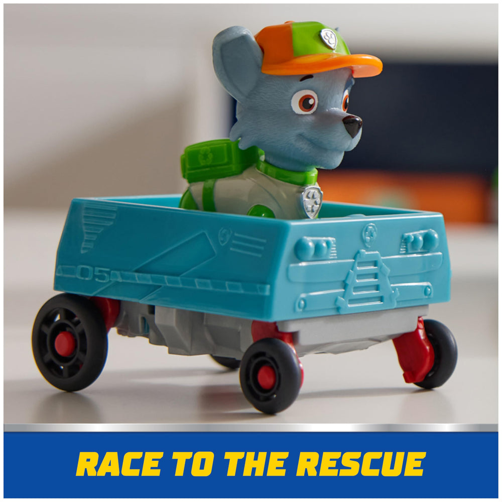Collectible PAW Patrol Rocky figure for show-inspired play.