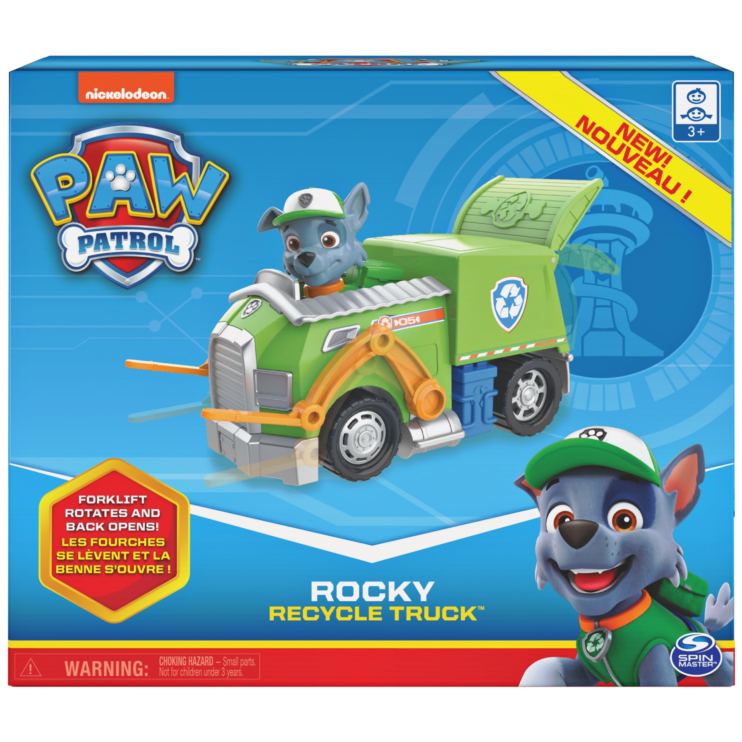 Collectible Rocky figure wearing recycling uniform for authentic play.