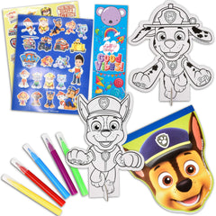 Paw Patrol sketch pad and color-in standees promote drawing practice.