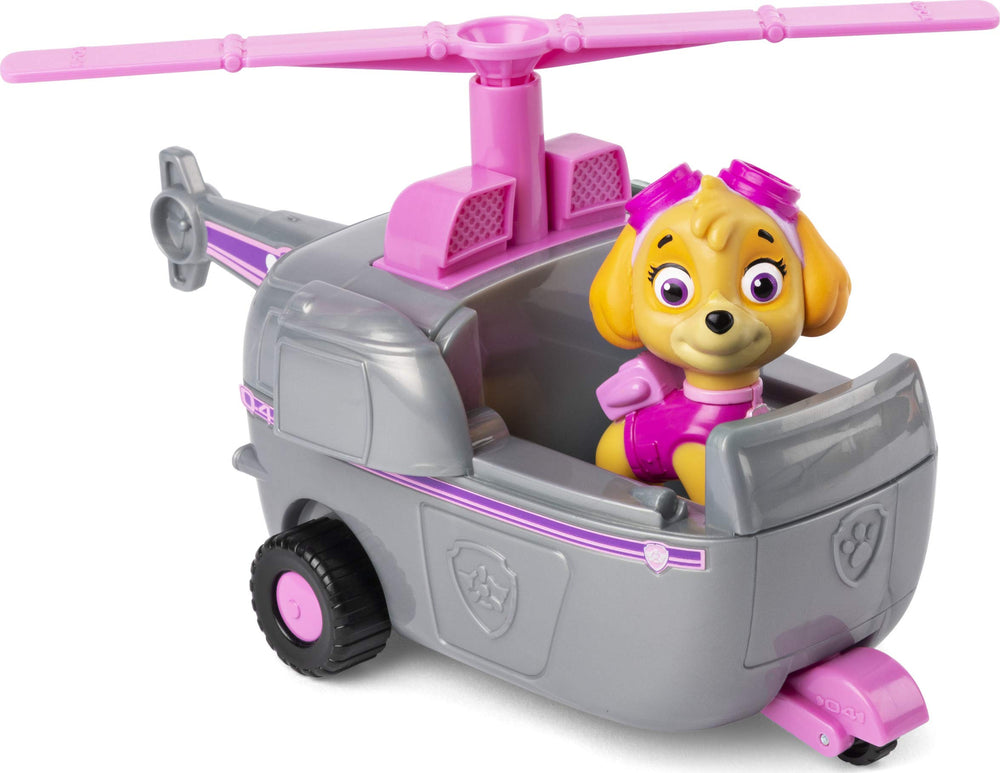 PAW Patrol Skye helicopter propeller spins for exciting air-action play.