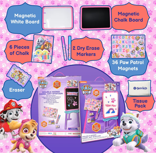 Paw Patrol chalkboard side on easel for creative doodling with chalk