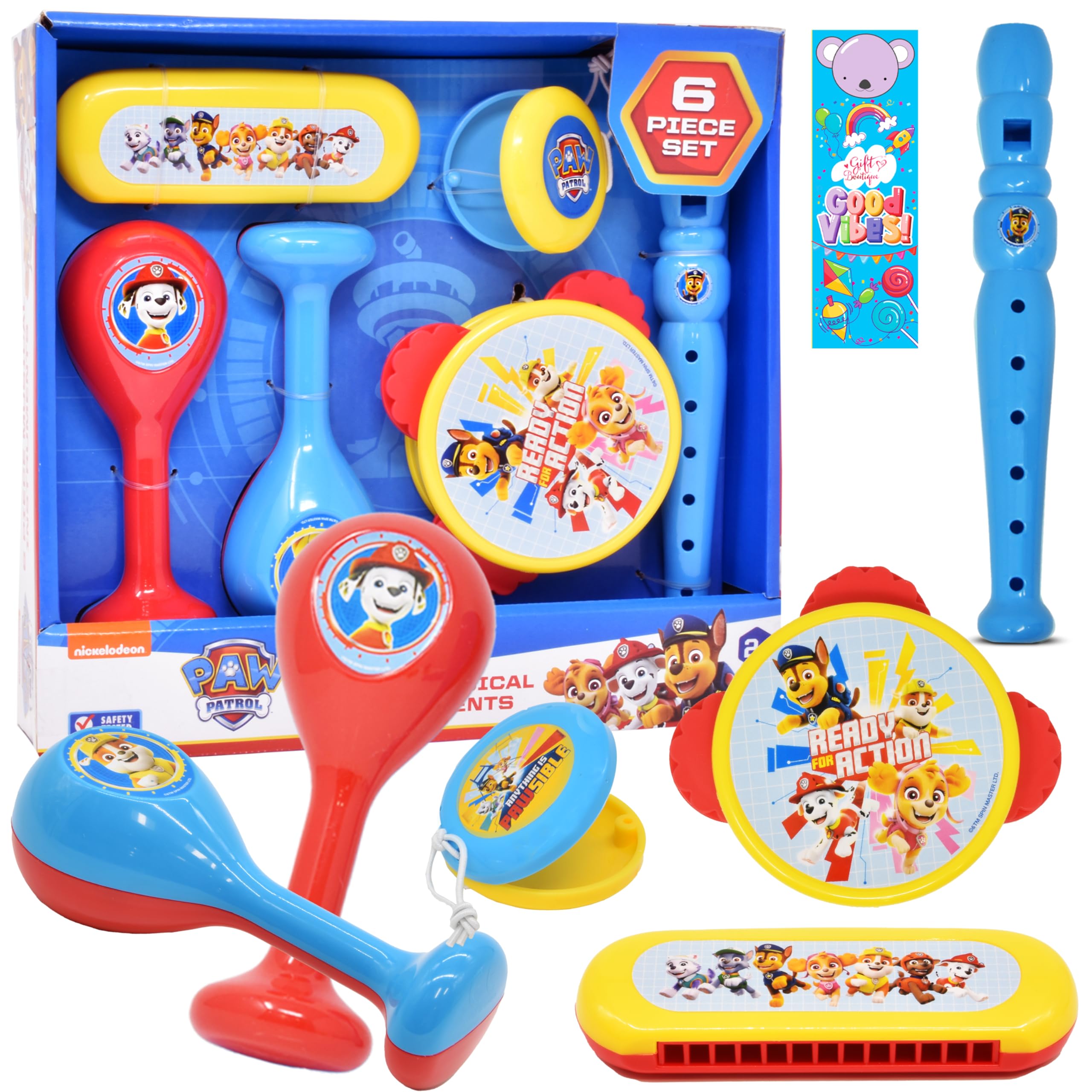Paw Patrol tambourine for kids to learn rhythm and coordination.
