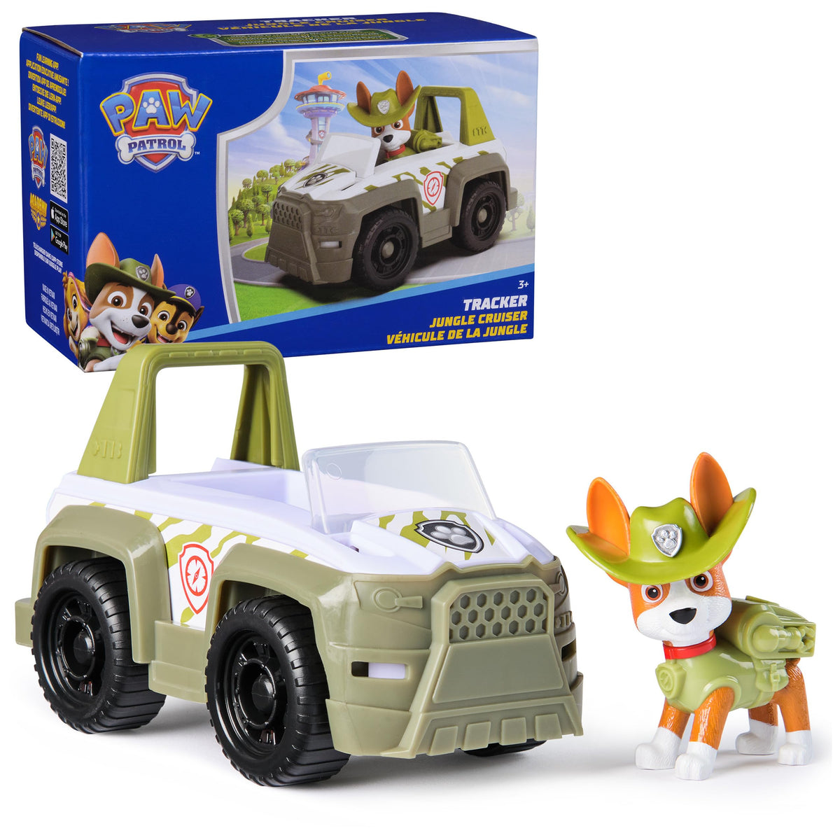 PAW Patrol Tracker jungle rescue vehicle front view with authentic detailing