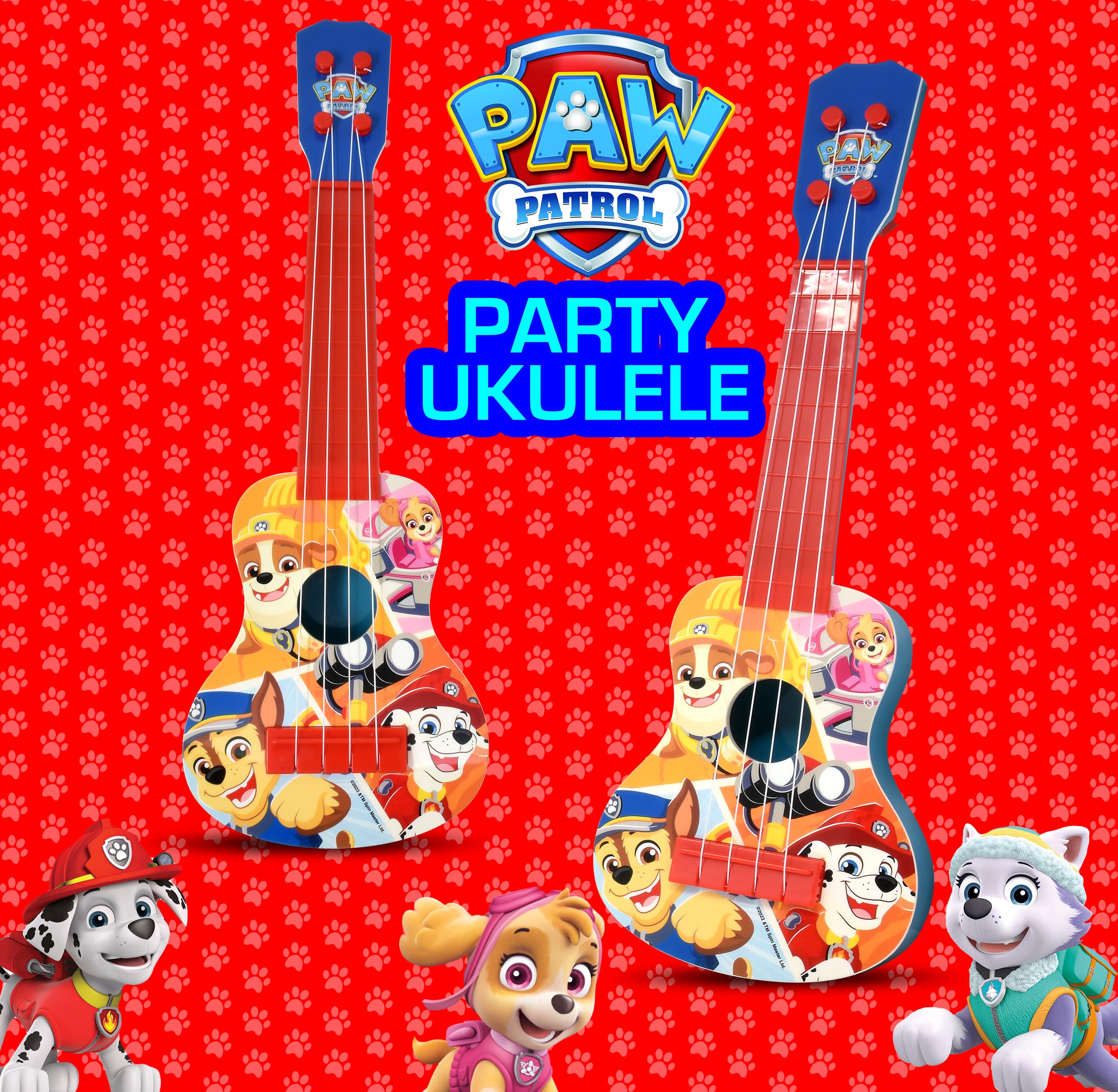Paw Patrol ukulele with colorful finish and kid-friendly grip