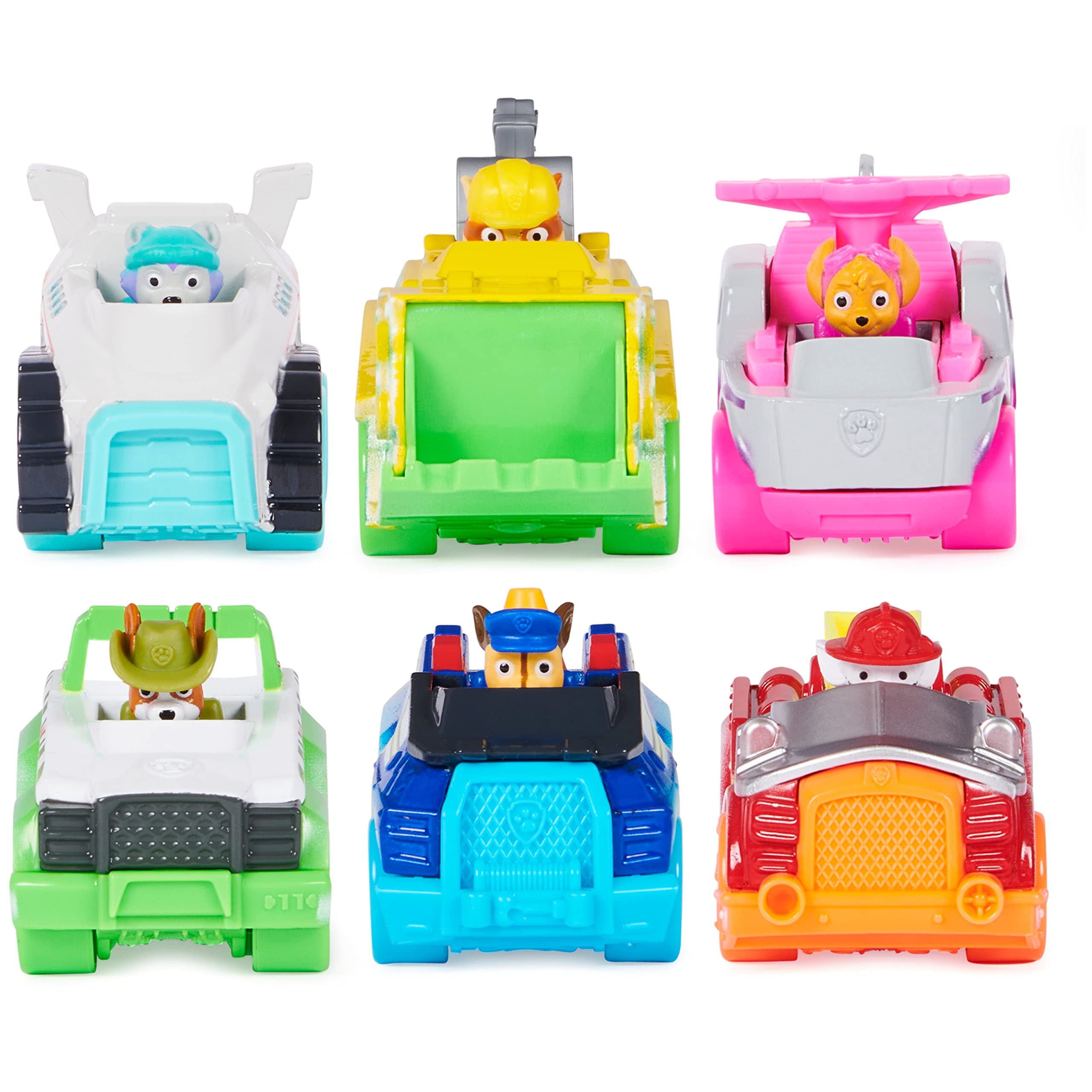 Paw Patrol die-cast vehicle showing smooth rolling wheels for play