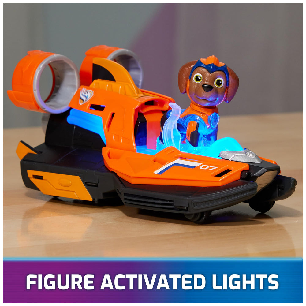 Paw Patrol Zuma Mighty Jet Boat vehicle with authentic movie styling for pretend rescues.