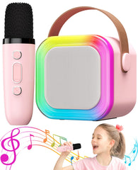 Paxrzuo karaoke machine for kids with pink finish enhances family sing-alongs