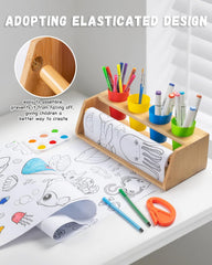 Payarma craft table with pen cups and palette keeps supplies organized.