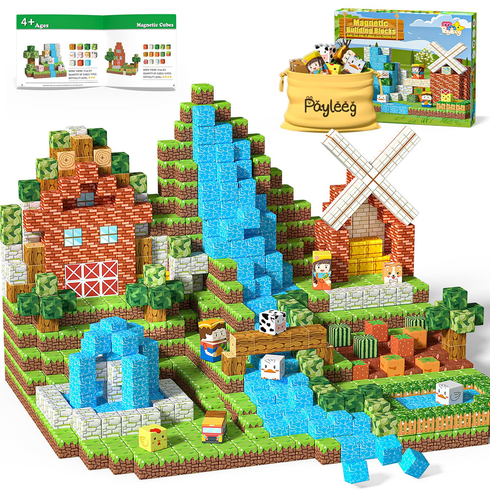 Payleeg Magnetic Blocks farm scene stimulates imaginative play and fine motor practice