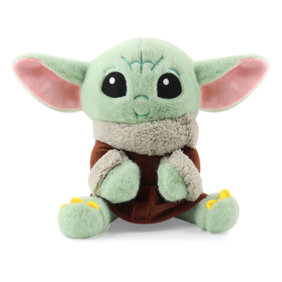 PAZATAO Baby Yoda Plush 10-inch face close-up shows ultra-soft, cuddle-ready texture