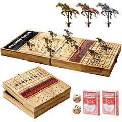 PAZIONMI horse racing board with 11 metal horses for durable family gameplay.
