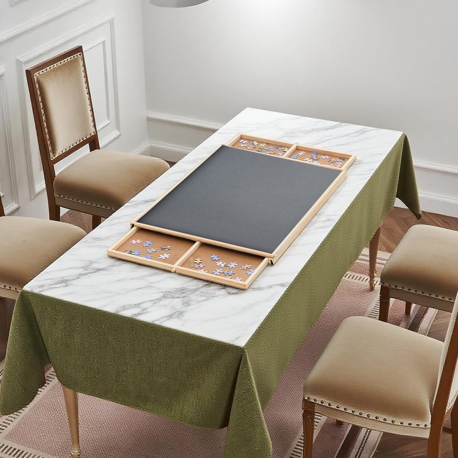 PAZIONMI non-slip felt surface prevents pieces from sliding during use.