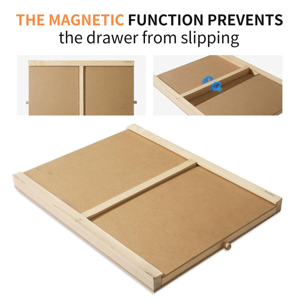 PAZIONMI puzzle board close-up showing magnetic drawer closures