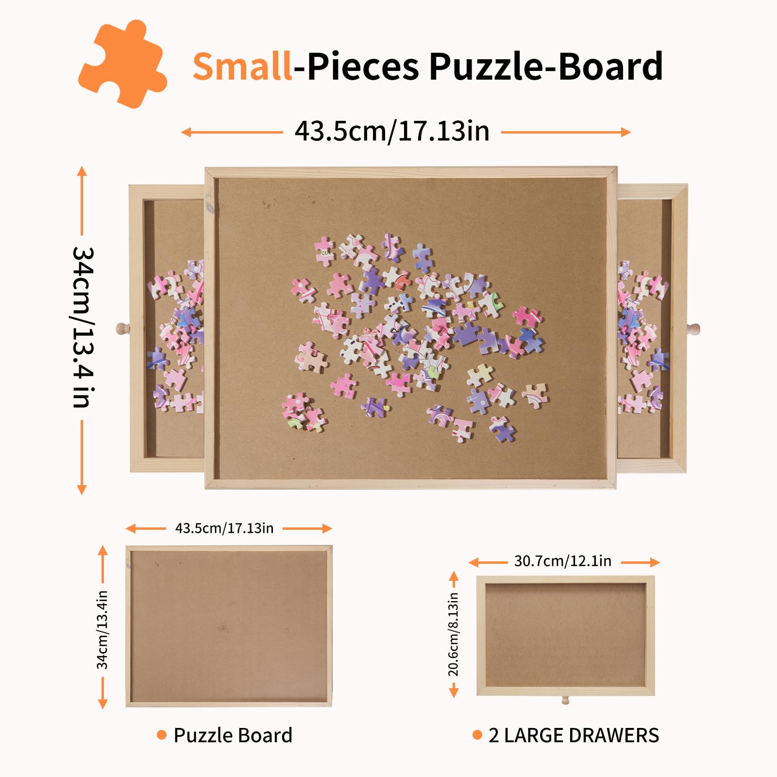 PAZIONMI puzzle board with two drawers ready for sorting pieces by color