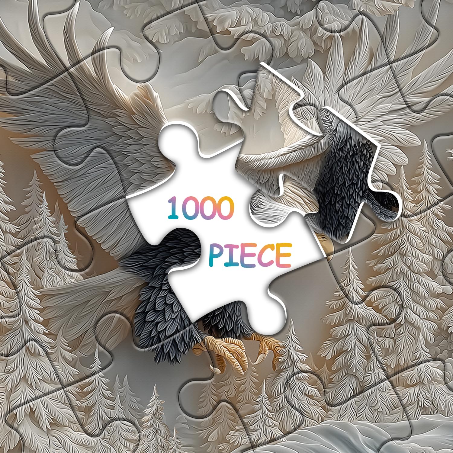 Pazzocenter The Carved Eagle puzzle back-lettered pieces—easier section sorting and relaxed puzzling.