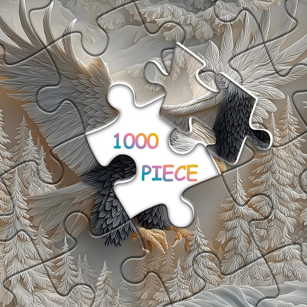 Pazzocenter The Carved Eagle puzzle back-lettered pieces—easier section sorting and relaxed puzzling.