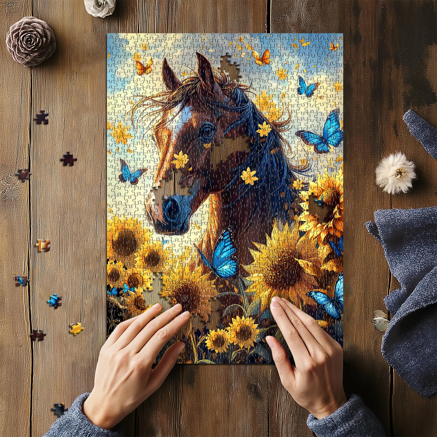 Pazzocenter Sunflower Butterfly Puzzle art features bright colors for immersive relaxation