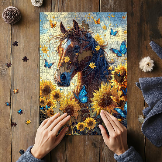 Pazzocenter Sunflower Butterfly Puzzle art features bright colors for immersive relaxation
