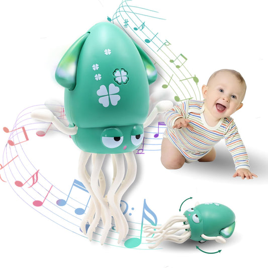 Pbooo Dancing Octopus LED lights captivate baby while crawling and tracking, promoting visual attention