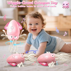 Pbooo electric crawling octopus encourages active play with obstacle sensors for safe exploration.