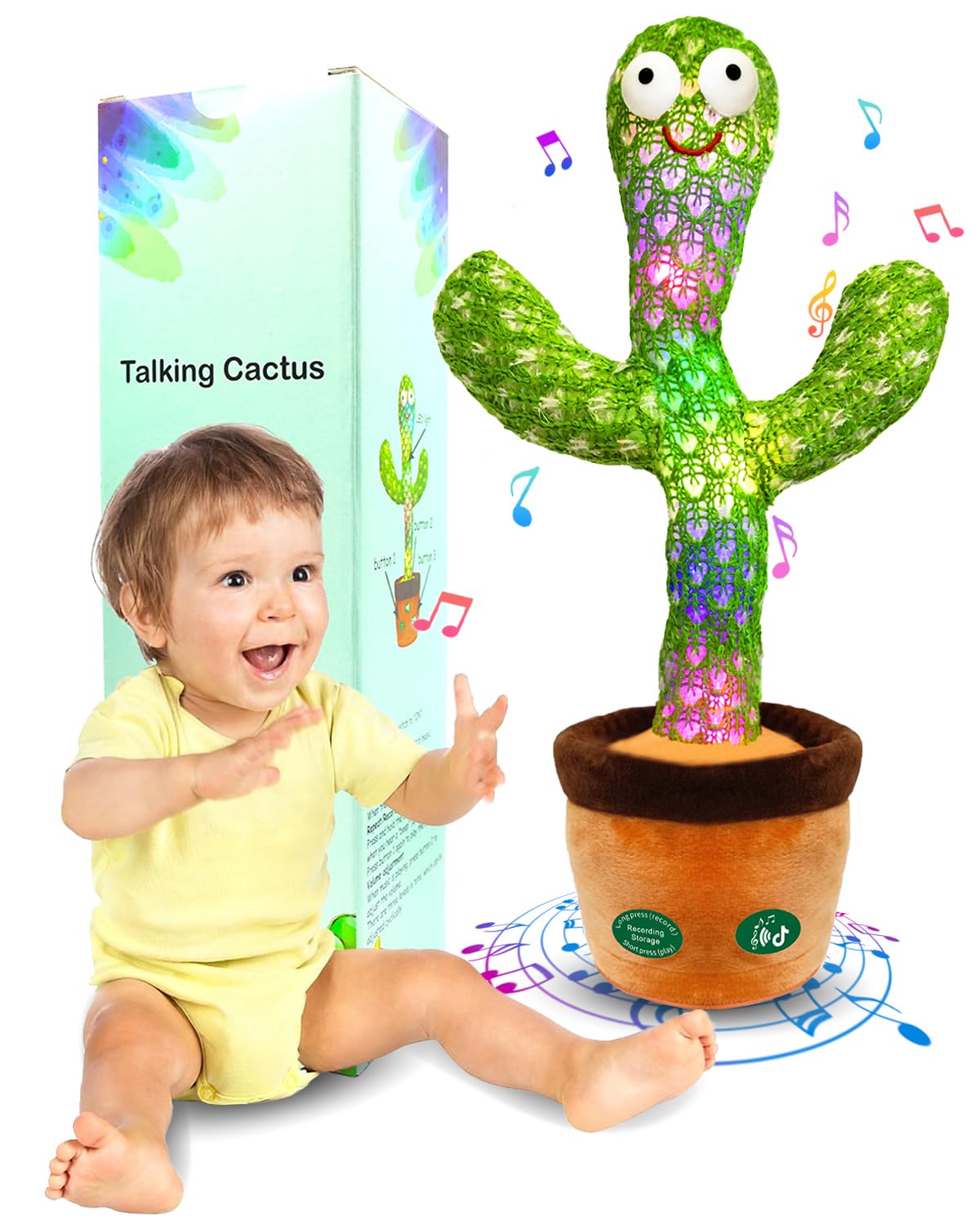 Pbooo talking dancing cactus toy front view promotes interactive play