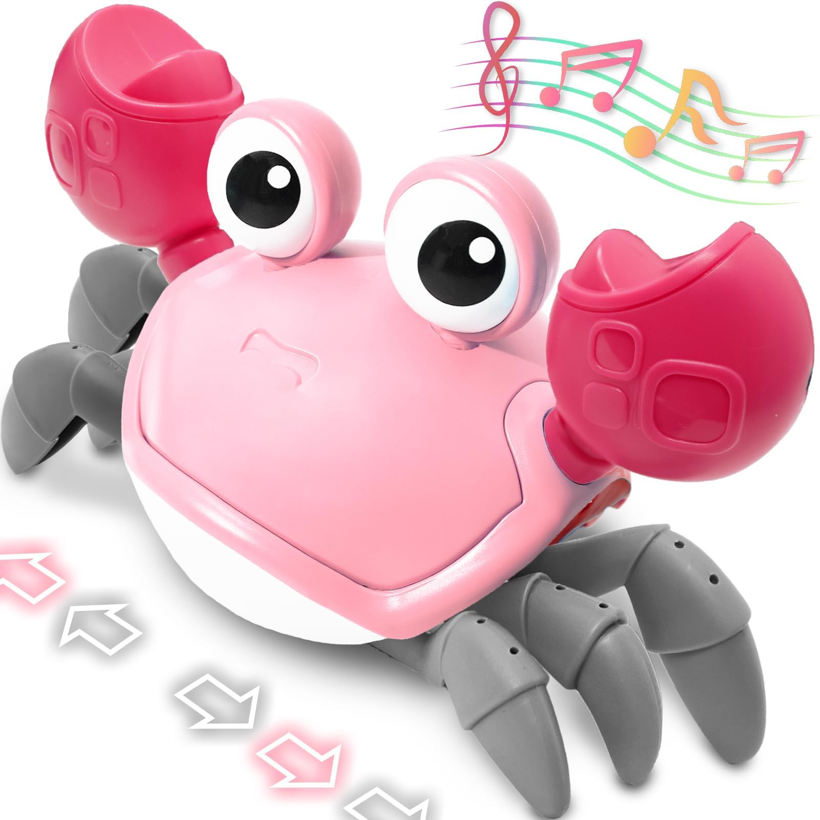 Pbooo Tummy Time Crab Toy front view engaging babies during tummy time.